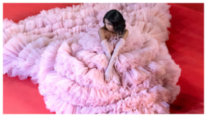 Delhi fashion influencer Nancy Tyagi dazzles in self-stitched 20kg gown for Cannes debut